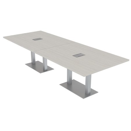 SKUTCHI DESIGNS 10Ft Rectangular Conference Table with Power And Data , 10 Person Modular Table, Sea Salt HAR-REC-48X119-DOU-ELEC-XD1026